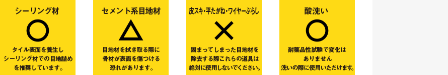 壁タイル取り扱いの注意