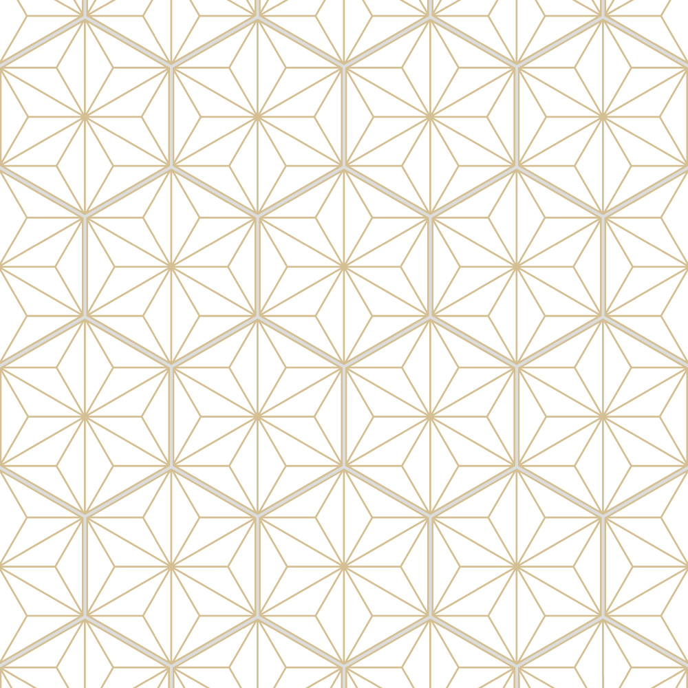 ヘキサゴンに和柄の幾何図形を落とし込んんだデザインタイル。白地にベージュ色の使いやすい配色で、様々なシーンでご利用頂けます。同柄のサイズの違いで2パターンからお選びいただけます。