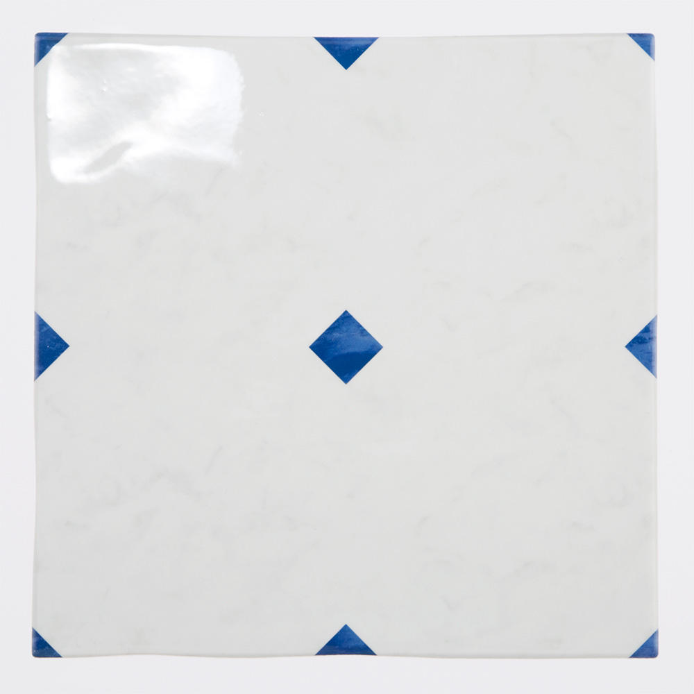 白を基調にした石目にビビットなブルーの石目調のダイヤをプリントしたタイル。
トイレ、キッチン、水まわりなど清潔感のある室内にご利用いただけるタイルです。