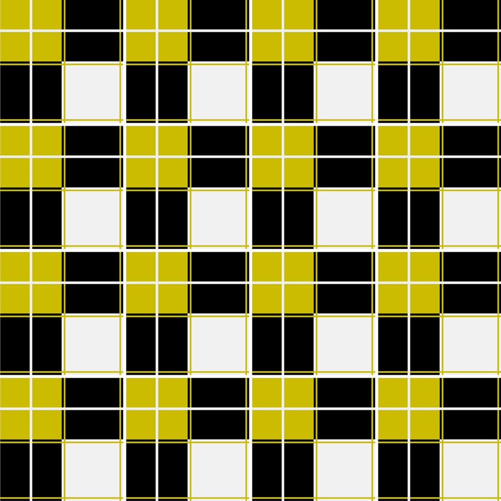 黄と黒と白のチェック柄のプリントタイルです。壁タイル、床タイル、Pタイルとしてご利用頂けます。